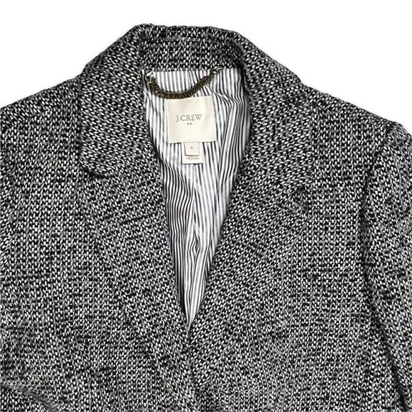EUC✨ J Crew Tweed Topcoat Wool Blend Grey White 4 - Picture 3 of 8